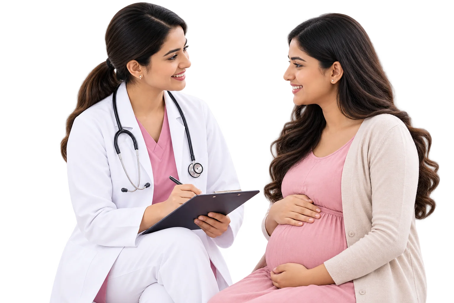 Dr. Mounisha, gynecologist and obstetrician, consulting with a pregnant patient in Visakhapatnam